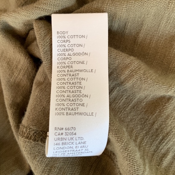 We The Free Split Neck Long Sleeve Cotton Top Olive Green Boho Relaxed Fit - Picture 10 of 10